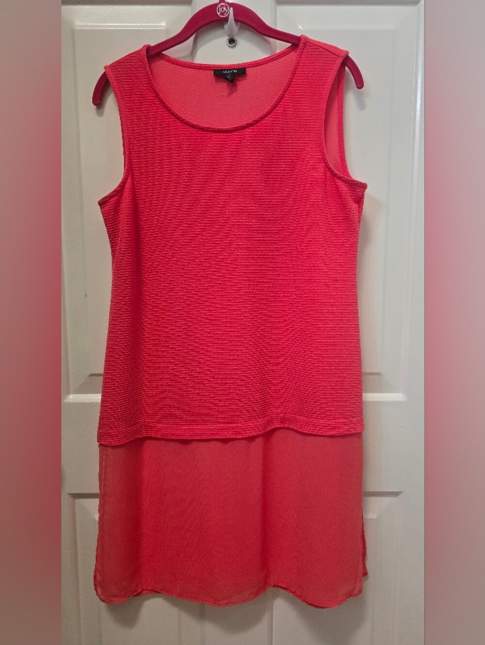 Alfani Women's Orange Sleeveless Textured Tank Top W/ Sheer Bottom Size S
